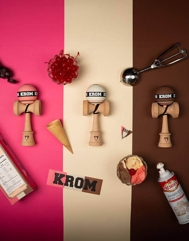 Creator demonstrating Krom Kendama in store