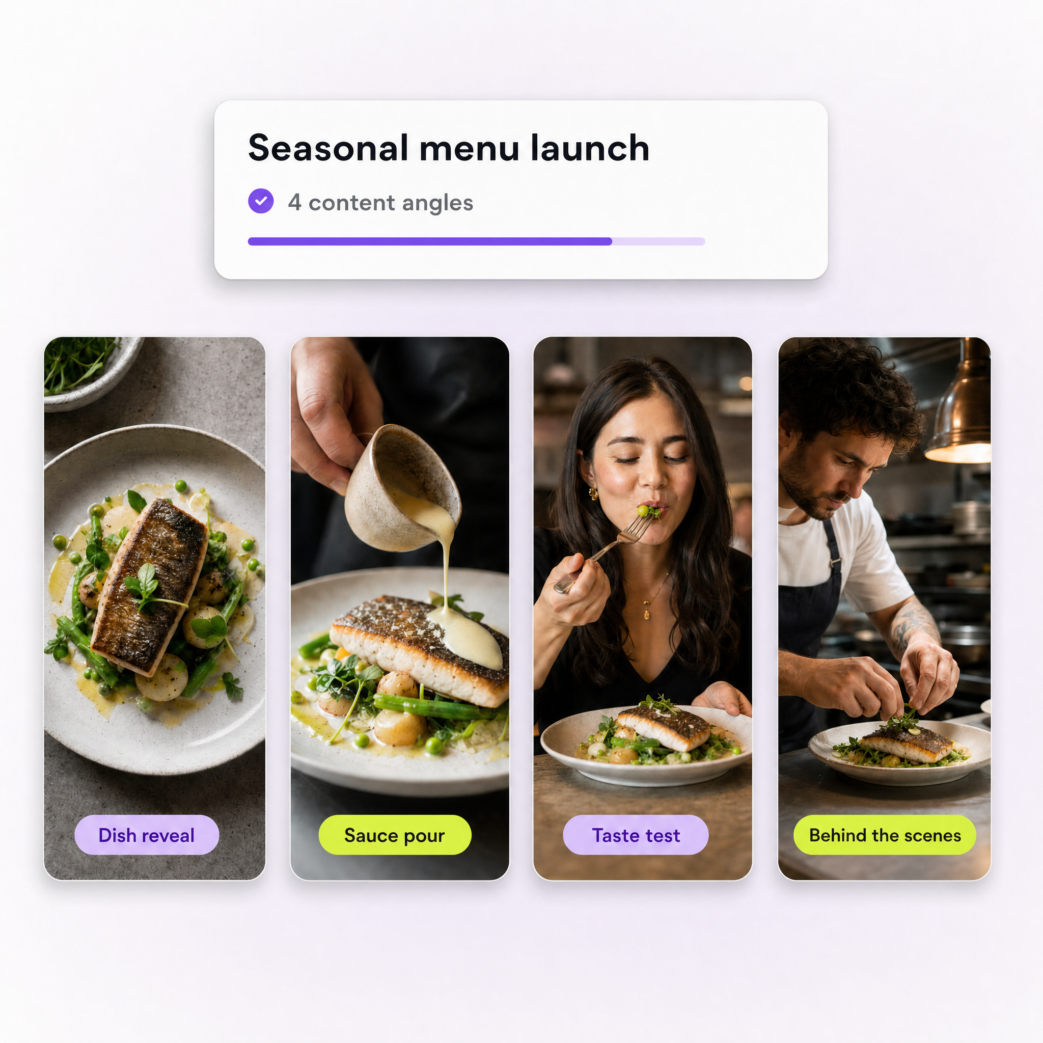 A seasonal menu launch covered from four creator content angles
